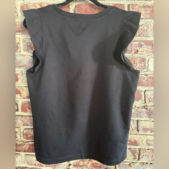 J.Crew Black Flutter Sleeve Tee Shirt Size Large Minimal Classic - Picture 4 of 4